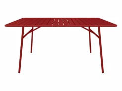 New MYLIA Comedor de jardín de metal: 1 mesa L.160 cm + 4 sillas - - MIRMANDE Rojo