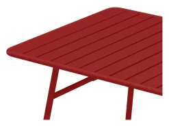 New MYLIA Comedor de jardín de metal: 1 mesa L.160 cm + 4 sillas - - MIRMANDE Rojo
