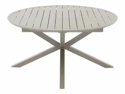 New MYLIA Comedor de jardín de metal: mesa redonda extensible L.150/200 cm y 6 sillones apilables - - YOHA de Topo