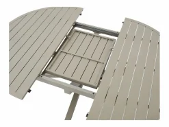 New MYLIA Comedor de jardín de metal: mesa redonda extensible L.150/200 cm y 6 sillones apilables - - YOHA de Topo
