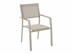 New MYLIA Comedor de jardín de metal: mesa redonda extensible L.150/200 cm y 6 sillones apilables - - YOHA de Topo