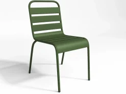 Online Comedor de jardín de metal una mesa L.160 con 2 sillones y 4 sillas Verde Comedores De Jardín