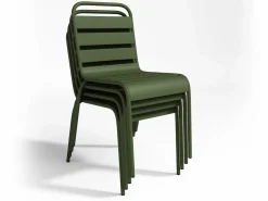 Online Comedor de jardín de metal una mesa L.160 con 2 sillones y 4 sillas Verde Comedores De Jardín