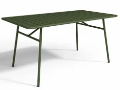Online Comedor de jardín de metal una mesa L.160 con 2 sillones y 4 sillas Verde Comedores De Jardín