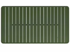 Hot MYLIA Comedor de jardín de metal: Mesa An. 160 cm y 4 sillas apilables Verde Caqui