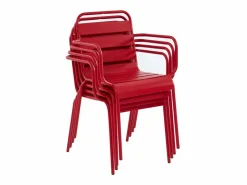 MYLIA Comedor de jardín de metal 1 mesa, 4 sillones - MIRMANDE