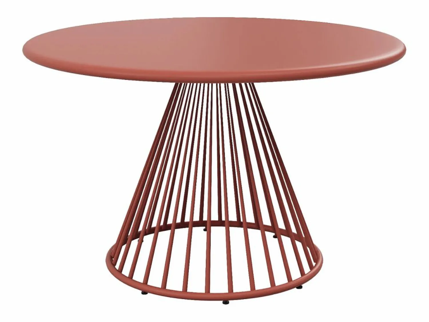 MYLIA Comedor de jardín de metal: mesa D.120 cm y 4 sillones - Terracotta - BIRMOS de