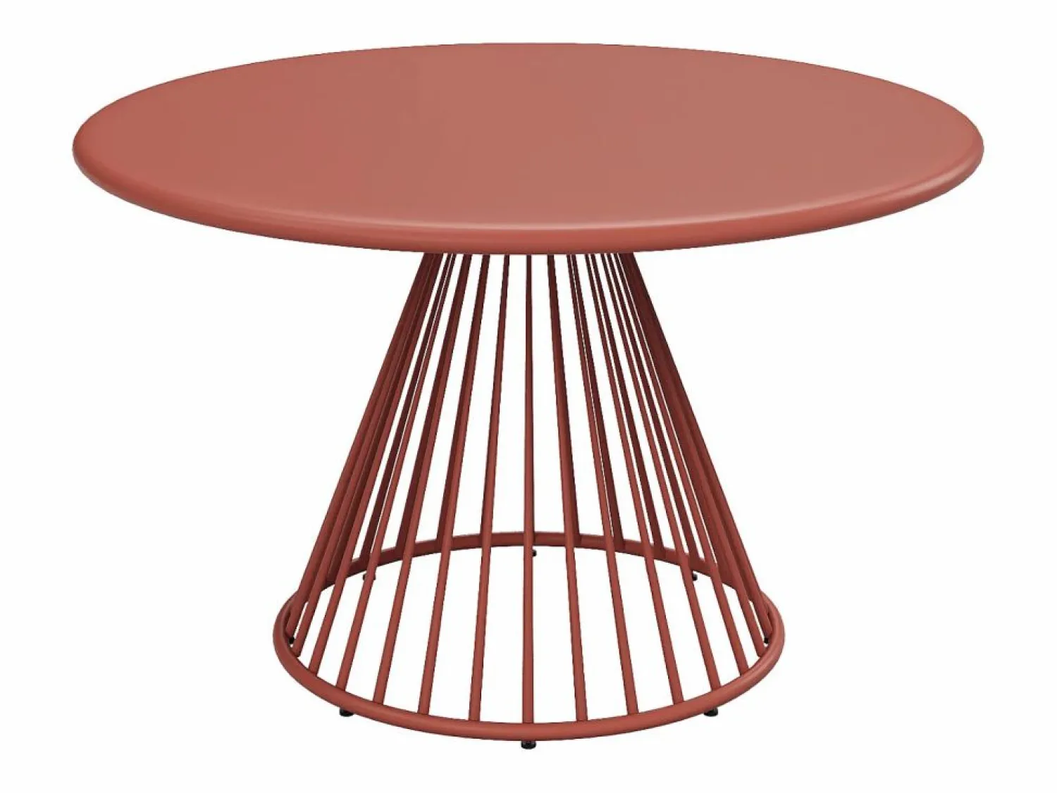 MYLIA Comedor de jardín de metal: mesa D.120 cm y 4 sillones - Terracotta - BIRMOS de