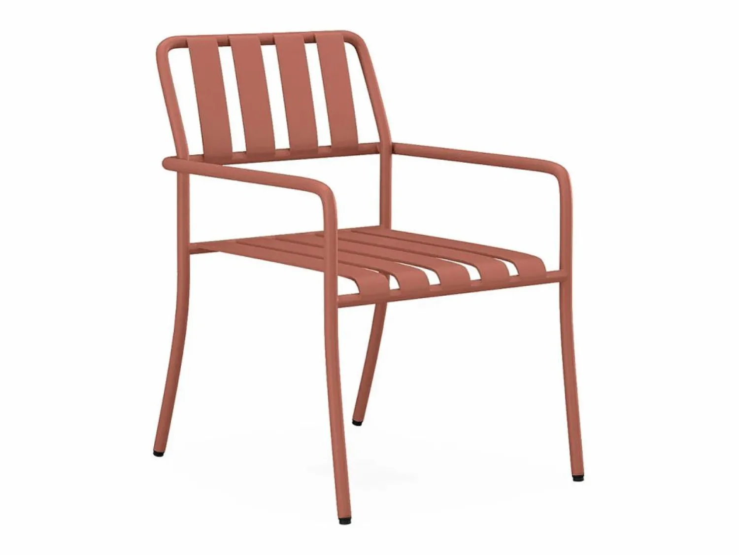 MYLIA Comedor de jardín de metal: mesa D.120 cm y 4 sillones - Terracotta - BIRMOS de