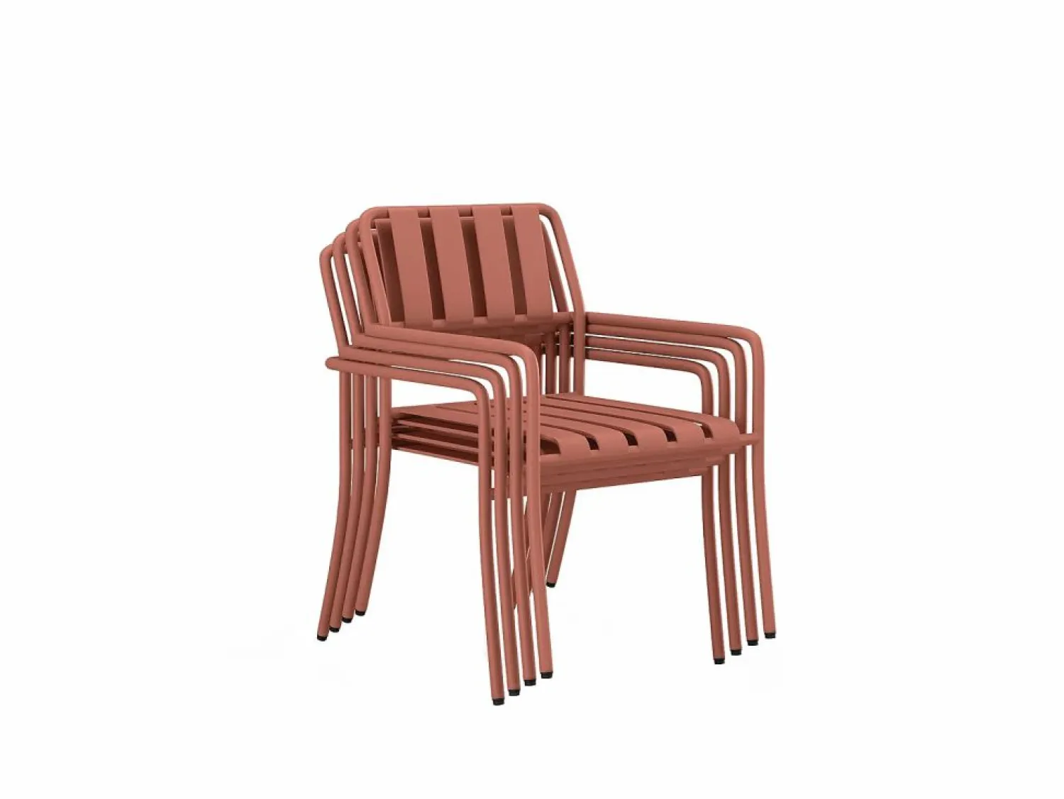 MYLIA Comedor de jardín de metal: mesa D.120 cm y 4 sillones - Terracotta - BIRMOS de