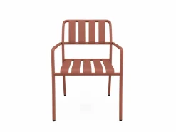 MYLIA Comedor de jardín de metal: mesa D.120 cm y 4 sillones - Terracotta - BIRMOS de