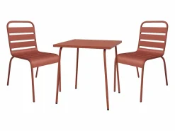 MYLIA Comedor de jardín de metal - Una mesa de 70 cm y 2 sillas apilables - - MIRMANDE de
