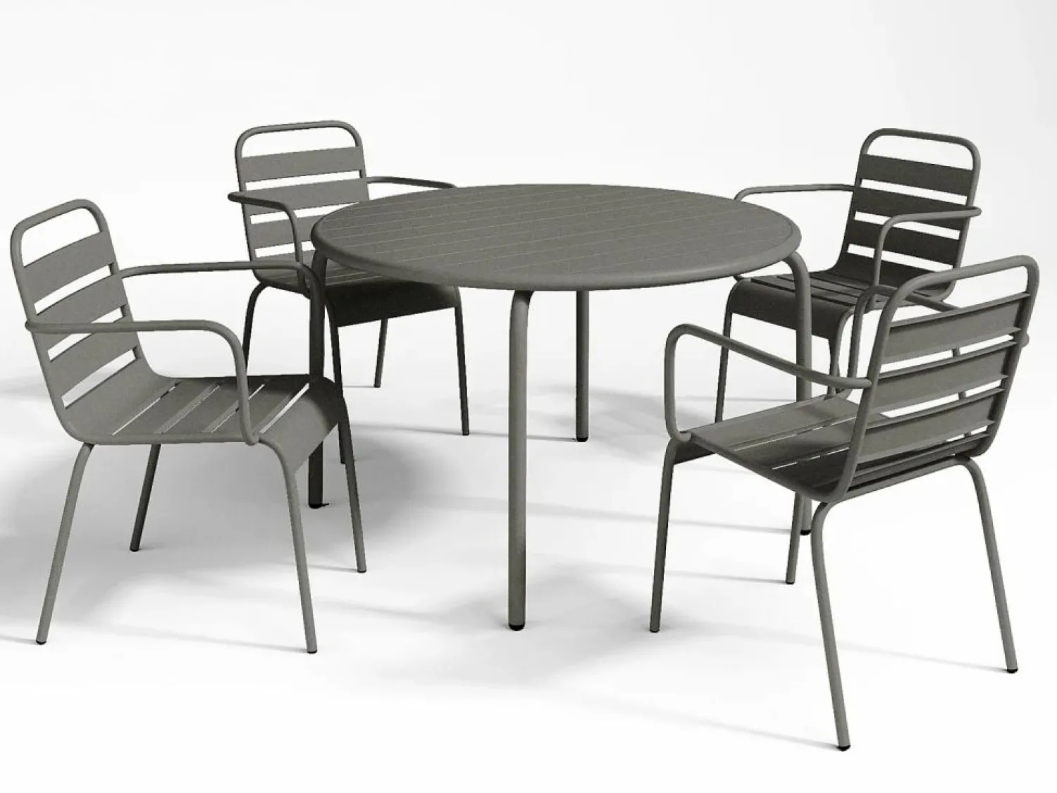 Outlet Comedor de jardín de metal 1 mesa y 4 sillones apilables - MIRMANDE Comedores De Jardín