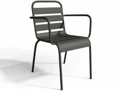 Outlet Comedor de jardín de metal 1 mesa y 4 sillones apilables - MIRMANDE Comedores De Jardín