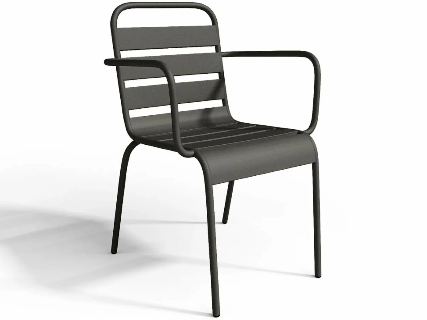 Outlet Comedor de jardín de metal 1 mesa y 4 sillones apilables - MIRMANDE Comedores De Jardín