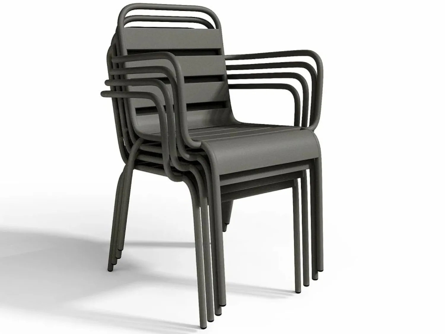 Outlet Comedor de jardín de metal 1 mesa y 4 sillones apilables - MIRMANDE Comedores De Jardín