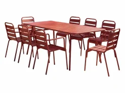 Outlet Comedor de jardín de metal 1 mesa, 8 sillones - MIRMANDE Comedores De Jardín