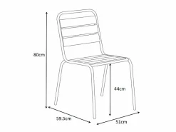 Sale MYLIA Comedor de jardín de metal - Mesa redonda D.130cm y 6 sillas apilables - Amarillo - MIRMANDE de Mostaza