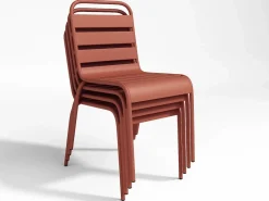 MYLIA Comedor de jardín de metal una mesa L.160 con 2 sillones y 4 sillas