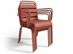 MYLIA Comedor de jardín de metal una mesa L.160 con 2 sillones y 4 sillas