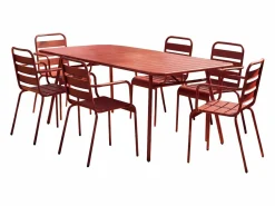 MYLIA Comedor de jardín de metal 1 mesa, 6 sillones - MIRMANDE