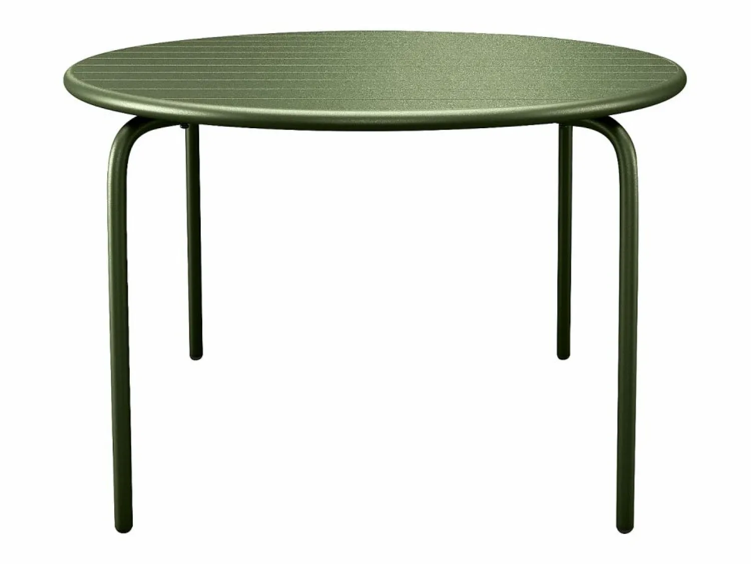 Clearance Comedor de jardín de metal - Mesa redonda D.130cm y 6 sillones apilables - Verde - MIRMANDE de Comedores De Jardín