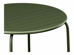 Clearance Comedor de jardín de metal - Mesa redonda D.130cm y 6 sillones apilables - Verde - MIRMANDE de Comedores De Jardín