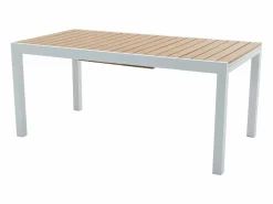 MYLIA Comedor de jardín extensible aluminio poliwood L.170 / 230 cm y 6 sillas Gris MACILA Blanco