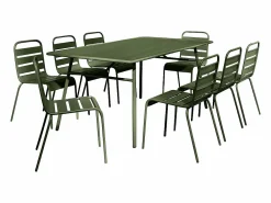 Sale Comedor de jardín metal mesa y 8 sillas apilables - Verde - MIRMANDE de Comedores De Jardín