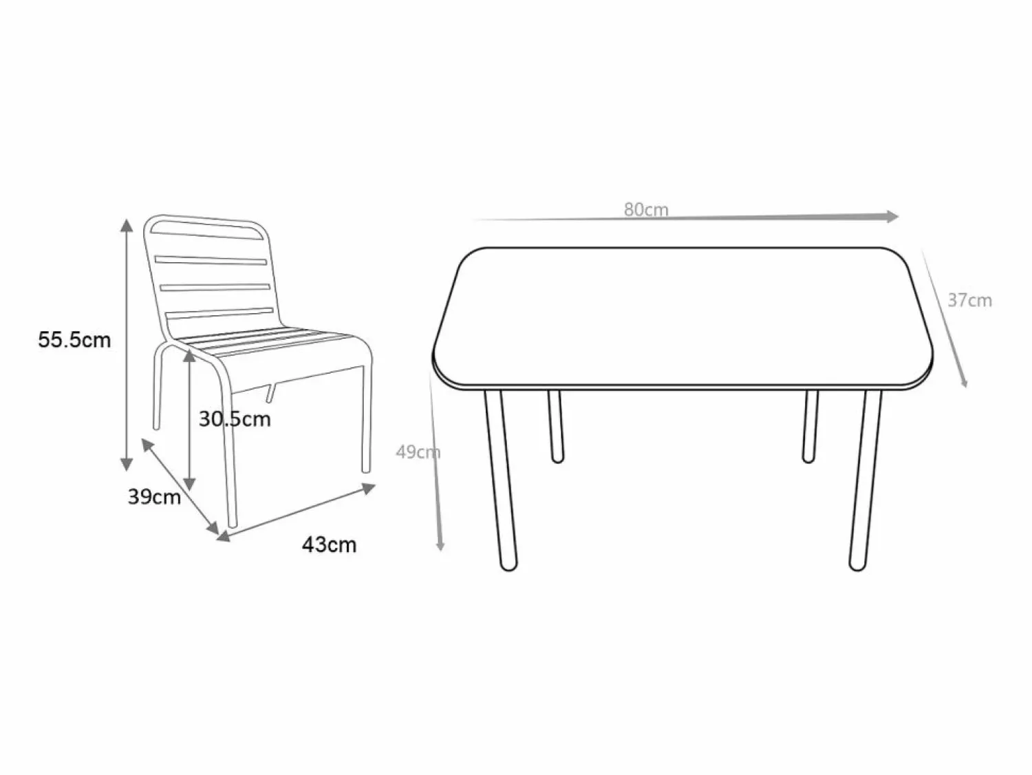 Hot MYLIA Comedor de jardín para niños de metal - 1 mesa y 4 sillas Verde almendra