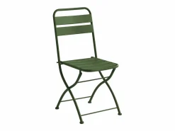 MYLIA Comedor de jardín plegable de metal: Una mesa L.110 cm + 4 sillas - Verde caqui - MIRMANDE de