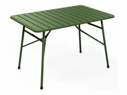 MYLIA Comedor de jardín plegable de metal: Una mesa L.110 cm + 4 sillas - Verde caqui - MIRMANDE de