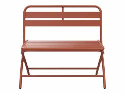 Comedor de jardín plegable de metal: Una mesa L.110 cm + 2 bancos - Terracotta - MIRMANDE de Comedores De Jardín