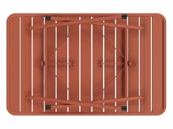 Comedor de jardín plegable de metal: Una mesa L.110 cm + 2 bancos - Terracotta - MIRMANDE de Comedores De Jardín