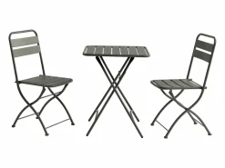 Sale MYLIA Comedor de jardín plegable de metal: Mesa L.60 cm + 2 sillas - - MIRMANDE Gris antracita