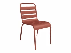 MYLIA Comedor jardín de metal mesa y 2 sillas apilables - MIRMANDE Terracota