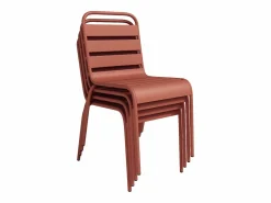 MYLIA Comedor jardín de metal mesa y 2 sillas apilables - MIRMANDE Terracota