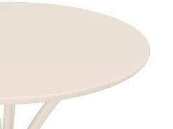 New MYLIA Comedor jardín metal - una mesa D.60cm y 2 sillas apilables - - MIRMANDE Beige