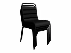 Clearance MYLIA Comedor jardín metal - una mesa L.160 cm y 4 sillas apilables - MIRMANDE Negro