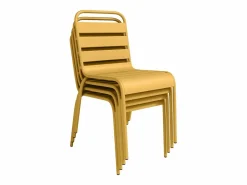 Clearance MYLIA Comedor jardín metal mesa An. 160 cm 2 sillas 4 sillas - Amarillo MIRMANDE Mostaza