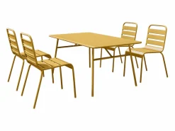Clearance Comedor jardín metal Mesa An. 160 cm y 4 sillas - Amarillo - MIRMANDE Comedores De Jardín