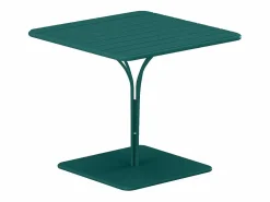 Sale Comedor jardín metal mesa y 2 sillas apilables azul pato - MIRMANDE Comedores De Jardín