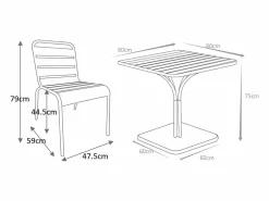 Sale Comedor jardín metal mesa y 2 sillas apilables azul pato - MIRMANDE Comedores De Jardín
