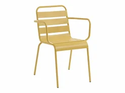 Online MYLIA Comedor jardín metal mesa y 8 sillones apilables - Amarillo - MIRMANDE Mostaza