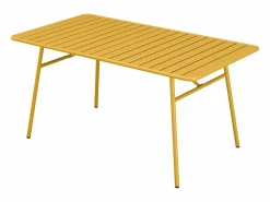 Online MYLIA Comedor jardín metal mesa y 8 sillones apilables - Amarillo - MIRMANDE Mostaza