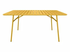 Online MYLIA Comedor jardín metal mesa y 8 sillones apilables - Amarillo - MIRMANDE Mostaza