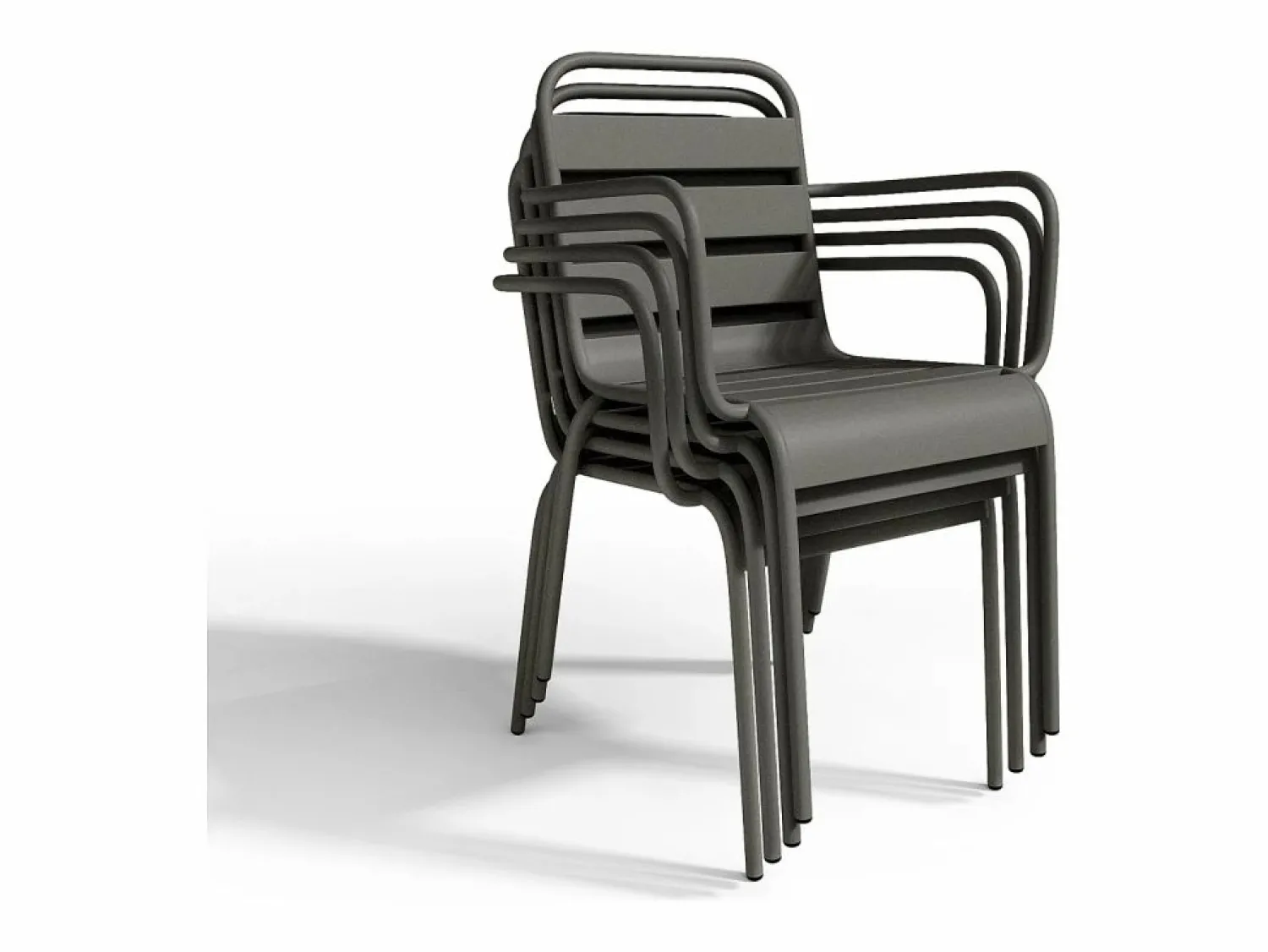 Online MYLIA Comedor jardín metal mesa redonda y 6 sillas apilables - MIRMANDE Gris antracita