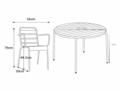 Online MYLIA Comedor jardín metal mesa redonda y 6 sillas apilables - MIRMANDE Gris antracita