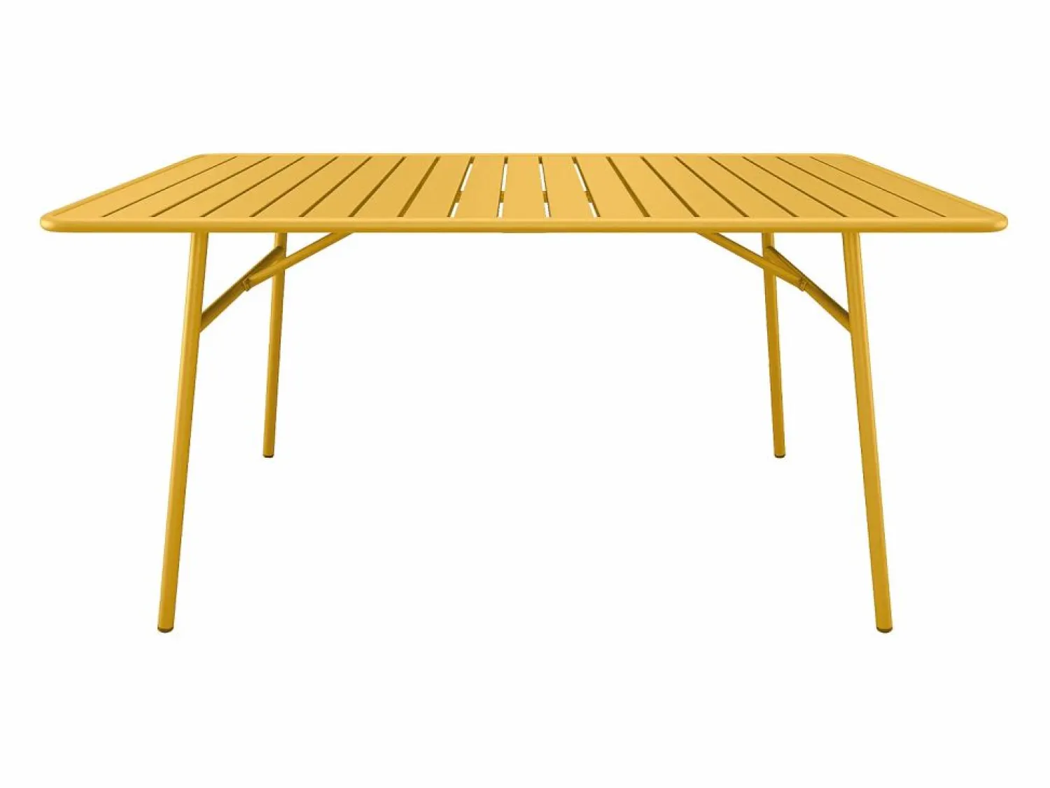 Clearance Comedor jardín metal mesa y 8 sillas apilables - Amarillo - MIRMANDE Comedores De Jardín