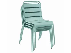 Comedor jardín metal mesa+4sillas apilables Verde - MIRMANDE Comedores De Jardín